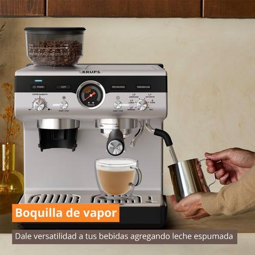 Cafetera De Espresso Precision Essential, Krups, Xp801tu0 Negro/plata