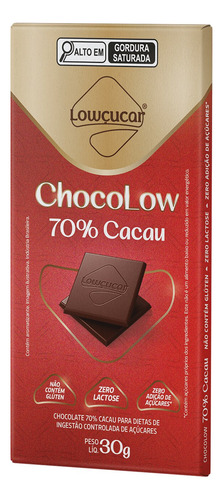 Chocolate Chocolow 70% Cacau Zero Lactose 30g Kit Com 10