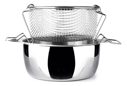 Olla Freidora Con Cestillo Y Tapa Inducción Inox 18% Ibili Color Plateado