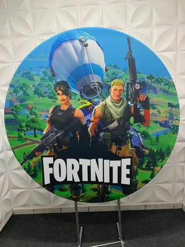 Painel Festa Tecido 3d Redondo 1,50m Diâm Fortnite