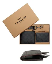 Comprar Cartera Y Tarjetero + Llavero Coach Billetera Delgada Hombre Negro\u002Fgris Billetera Juvenil, Billetera Larga, Cartera Casual,cartera Con Monograma, Cartera Juvenil, Cartera Plegable,
