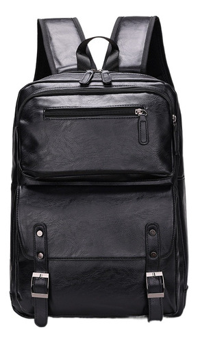 Mochila De Doble Hombro De Cuero Pu De Moda Con MĂșltiples Bolsillos