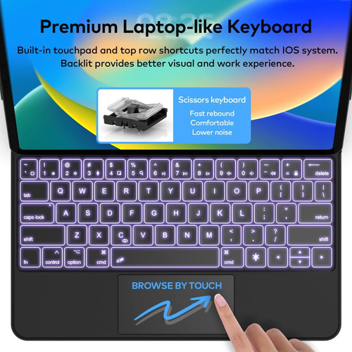 Teclado Magnético Touch Backlit Para iPad Pro 12.9 6gen M2