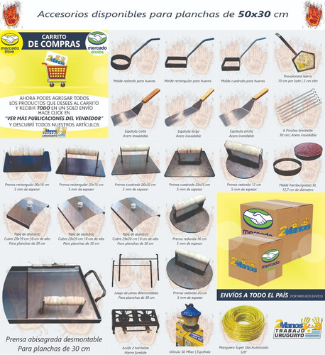 Imagen 5 de 9 de Plancha Chivitera 50x30 Prensa Con Molde Para Huevos Fritos