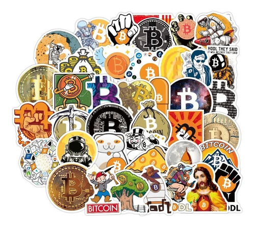 50 Stickers Pegatinas Bitcoins Monedas Pc Geek Laminas