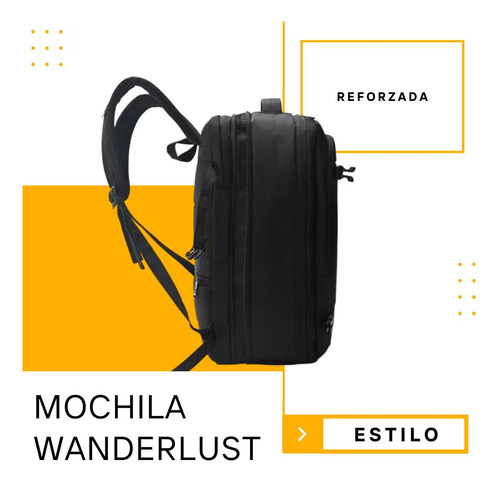 Mochila Viaje Carry On Wanderlust Travel Go 18 Cabina Viral Color Negro Wdlt Diseño De La Tela Liso