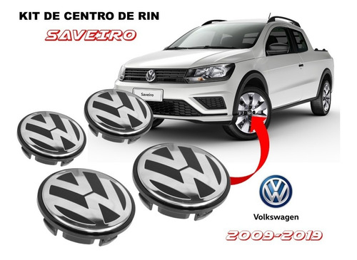 Kit 4 Centros De Rin Para Volkswagen Saveiro 2009-2019 56mm