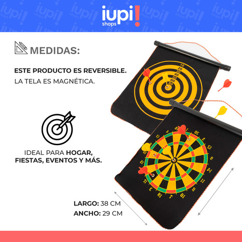 Tiro Al Blanco Reversible Juego 4 Dardos Magneticos Premium