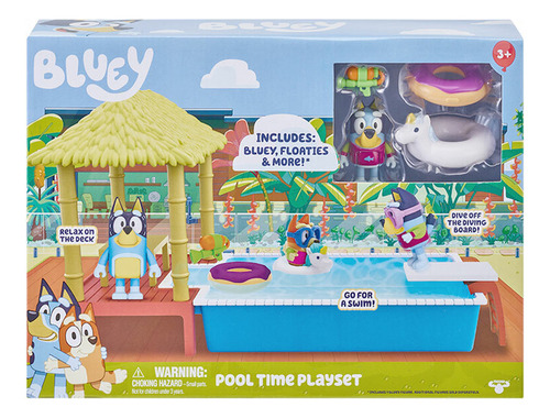 Bluey Pool Time Playset Pileta Con Figuras Y Accesorios 