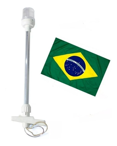 Kit Mastro De Popa Luz Alcançado 12v Cor Branca Com Bandeira