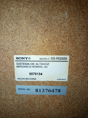 Módular Sony Genezi Rg555 Potentes Altavoces 6 Ohms Negro 275 W
