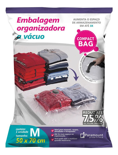 Saco Embalagem A Vácuo Bag Organizador Roupa Viagem 50x70 Cm