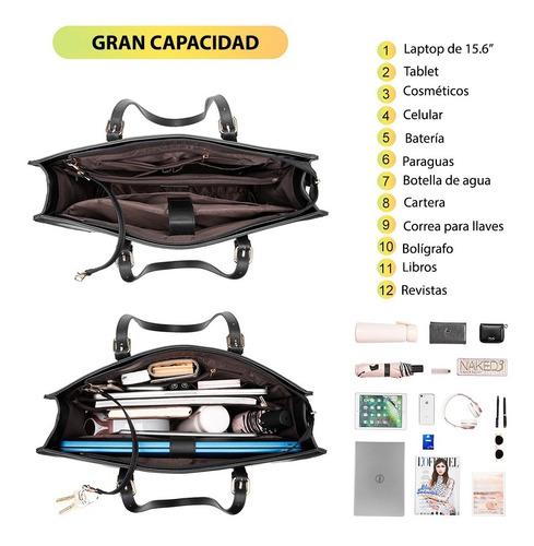 Imagen 4 de 7 de Bolsa Para Laptop 15.6 Ó 39.6 Cm Para Mujer De Negocios