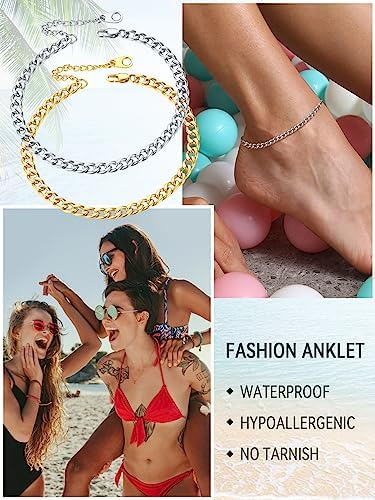 Faithheart Tobilleras Para Mujer 5 Mm Cadena De Eslabones Cu