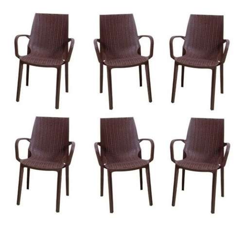 Silla Plastica Apilable Reforzada Simil Rattan Melodi Pack 6