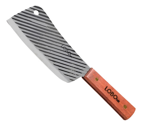 Cuchillo Tipo Hacha Para Cortar Carne Mango De Madera Plateado