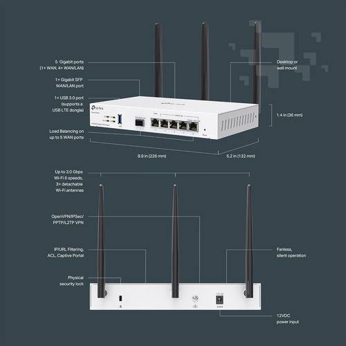 3 En 1 Router Wifi 6 Balanceador Tplink Ax3000 Mesh Gigabit