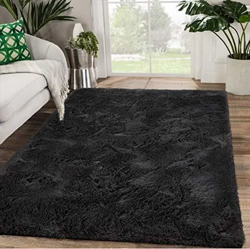 Alfombra Negra De Pelo Largo Para Dormitorio,1,21mtsx1,82mts Alfombra Negra De Pelo Largo Para Dormitorio,1,21mtsx1,82mts