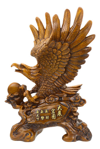Figura Decorativa Águila Con Alas Abiertas De Resina 28x42cm