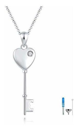 Collar - Sterling Silver Key Urn Necklace Heart Shape Urn Pe