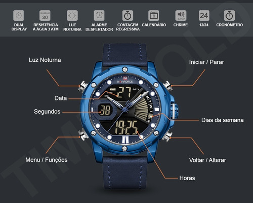 Relógio Masculino Digital Esportivo Naviforce Lançamento