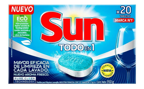 Detergente En Pastillas Jabón Lavavajillas Lavaplato Sun X20