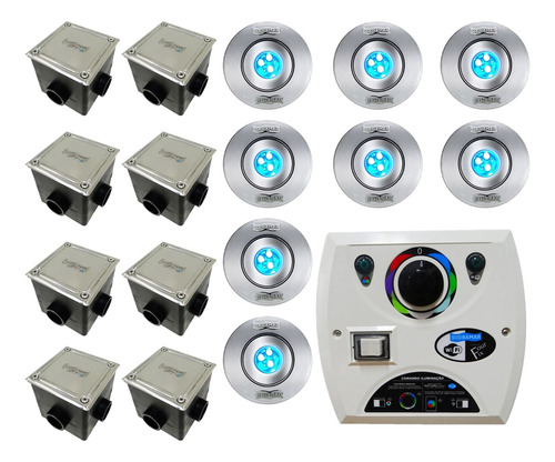 Kit Four Fix+ 8hiper Led 9w+caixa De Passagem Inox- Sodramar
