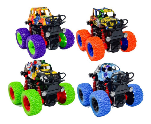 Kit Carrinho Monster Truck Colorido Pick Up Hip Hot Fricção