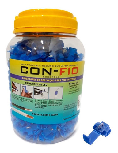 Pote C/ 500 Conector Derivação Emenda Fios Azul 1,5 A 2,5mm