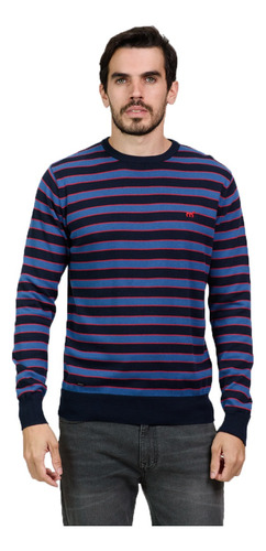 Sweater Pullover Rayado Algodón Moda Hombre Mistral 40051-1