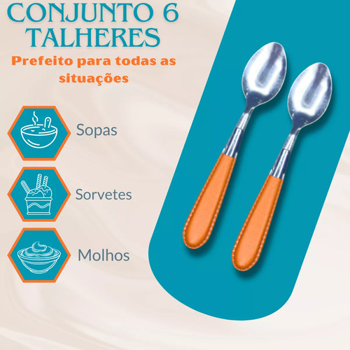 Jogo De Colheres Atacama Caramelo Com 6 Peças Aço Inoxidável