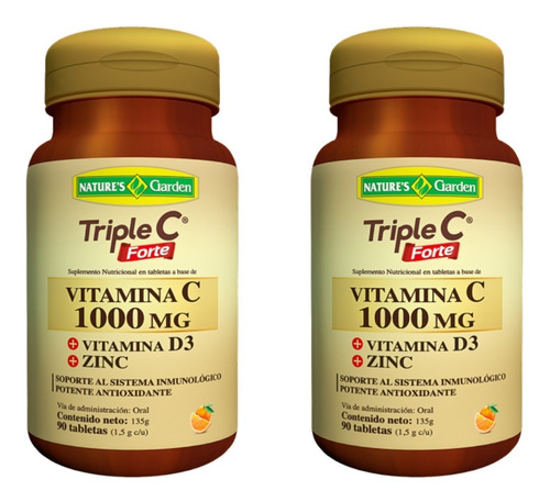 Triple C Forte X2 Vitamina C De 1000 Mg Zinc Vitamina D3 Mercado Libre