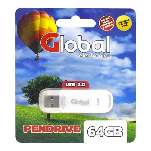 Pen Drive Blanco Global 64 Gb Usb 2.0 Memoria Micro Flash X3