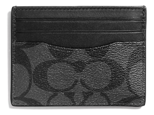 Billetera Coach F58110 Color Negro De Piel - 11cm X 8cm X 1cm