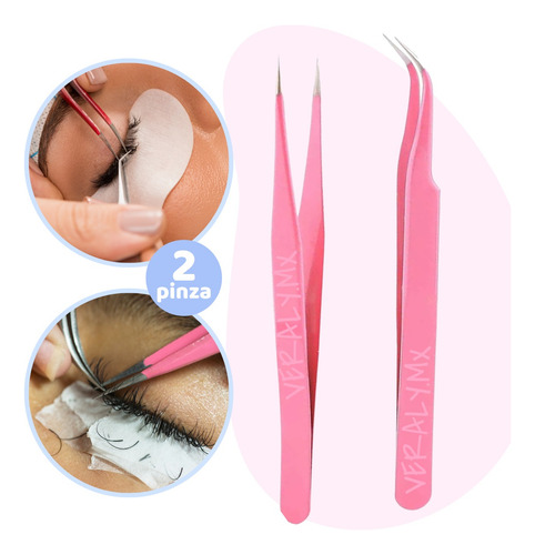 2 Pinzas Para Extensiones D Pestañas Belleza Maquillaje Mink