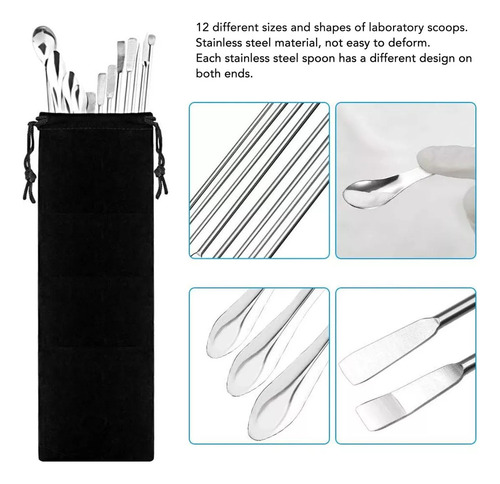 Espátula De Laboratorio De Acero Inoxidable Cuchara, 12pcs