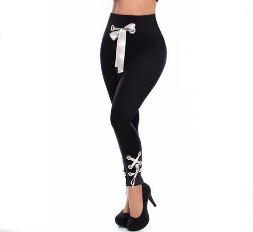 Leggins Talle Alto Con Moño En La Cintura Y Cinta Inferior