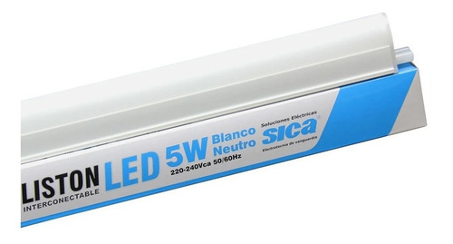 Pack X 5 Liston Interconectable Tubo Led Sica Luz Dia 8w Luz Blanco