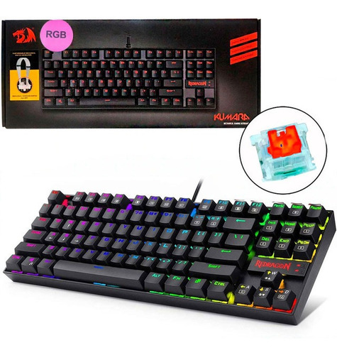 Teclado Gamer Redragon Kumara K552 Qwerty Outemu Preto Rgb