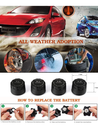 Imagen 2 de 3 de Sensores Tpms Con Pantalla Y Cargador