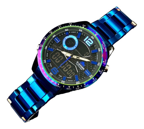 Reloj Dziner Doble Hora Pulso Acero Sumergible + Envio