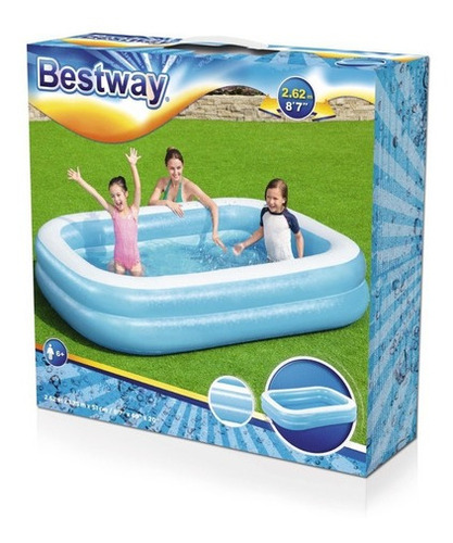 Pileta inflable rectangular Bestway 54006 de 2.62m x 1.75m x 51cm 778L azul y blanca caja