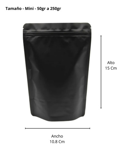 100 Bolsas Laminada Standup Pouch Mini Blanca O Negra Mate Negro Mini
