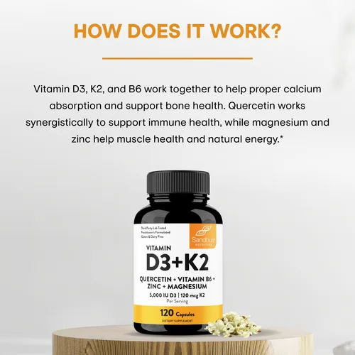 Vitamina D3 K2 5000 Ui Capsulas 120 Unidades | Magnesio, Vit