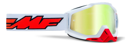 Óculo Para Motociclistas Fmf Powerbomb Powerbomb Fmf-02 Com Lente Espelhado E Armação Rocket White - Tamanho Único