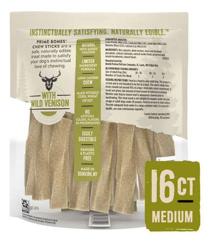 Purina Prime Bones Chew Stick With Wild Venison 16 Ct.