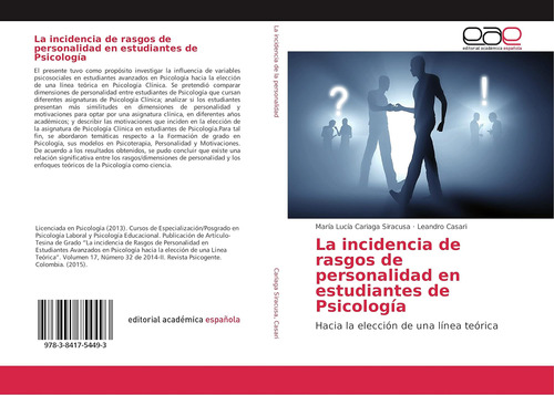 Libro:la Incidencia De Rasgos De Personalidad En Estudiantes