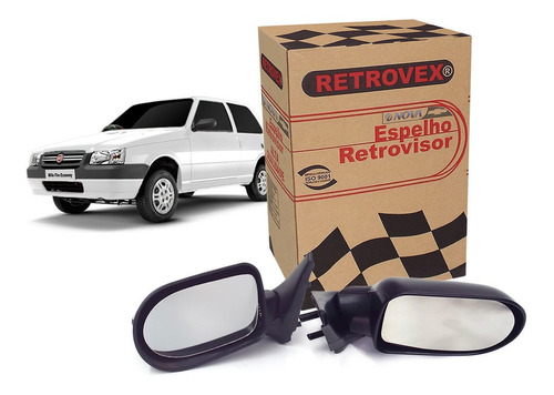 Par Espelho Retrovisor 4 Portas Economy Fiat Uno 2009 A 2013