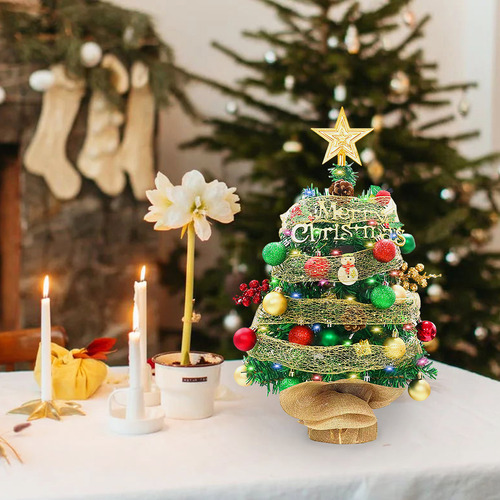 Árbol De Navidad De Mesa Rosa De 1.5 Pies Con Forma De Estre