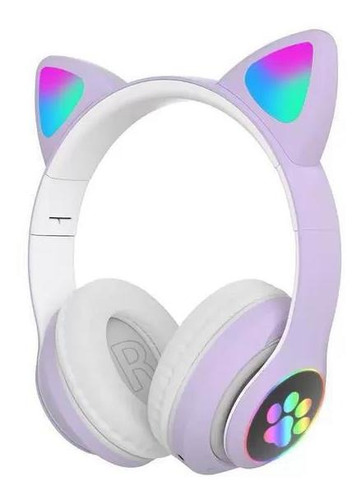 Fone De Ouvido Gatinho Com Led Stn-28 Roxo